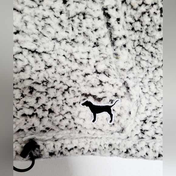 PINK Victoria's Secret Women Fuzzy Sherpa Pullover Sweater 3/4 Zip Front Gray S - Picture 11 of 16